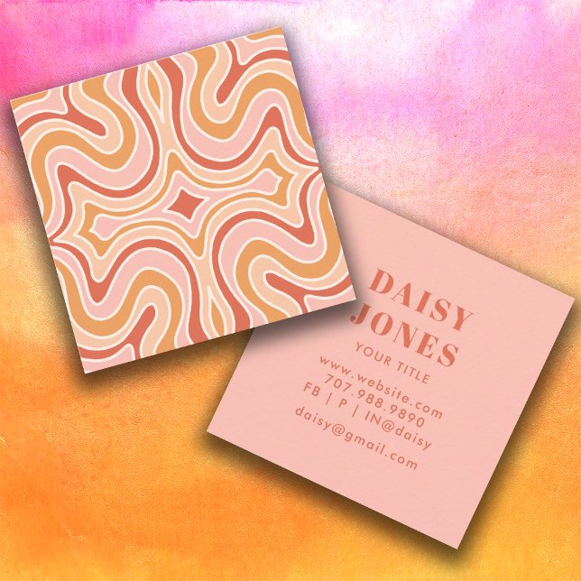 Colourful Curvy Lines Abstract Retro Business Card (Creator Uploaded)