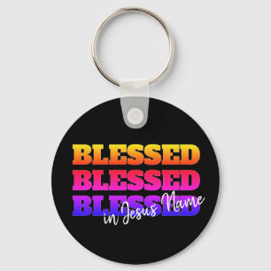 Colourful Custom BLESSED Key Ring