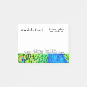 Colourful custom business information peacock post-it notes