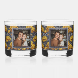 Colourful Custom Carnation Themed Beach Wedding Whiskey Glass