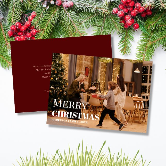 Colourful  custom family photo merry christmas Car Holiday Card (Creator Uploaded)