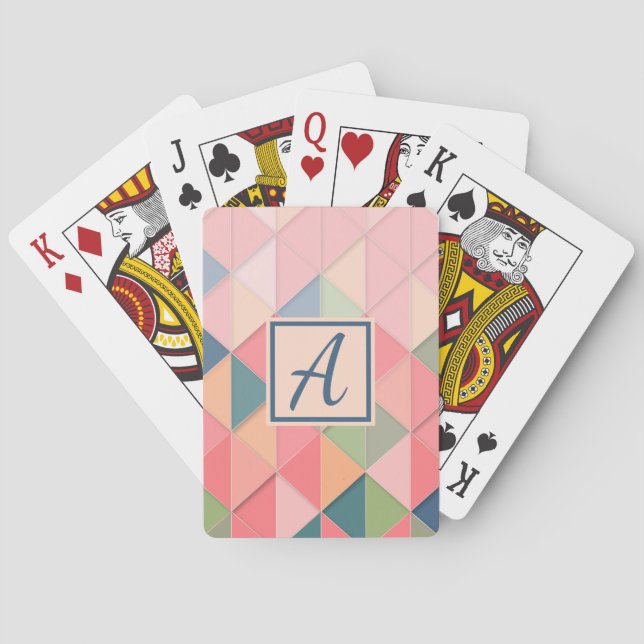 Colourful Custom Monogram Playing Cards (Back)