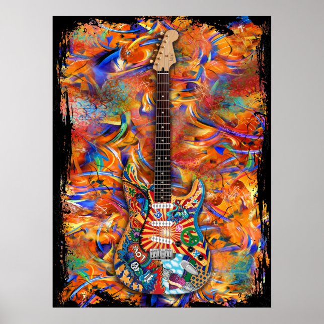 Colourful Custom Paint Strat Electric Guitar Poste Poster (Front)
