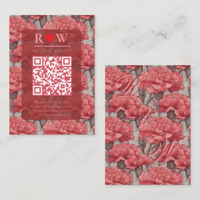 Colourful Custom Pink Carnation Fantasy Wedding Enclosure Card (Front/Back)