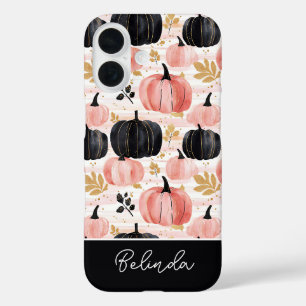 colourful Custom Pumpkin and Leaves pattern iPhone 16 Case