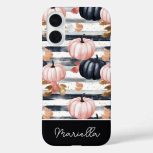 colourful Custom Pumpkin and Leaves pattern iPhone 16 Case
