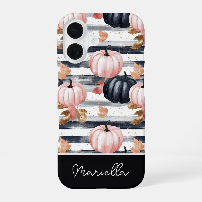 colourful Custom Pumpkin and Leaves pattern  iPhone 16 Case (Back)