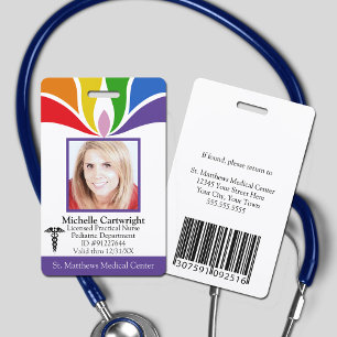 Colourful Custom Rainbow Hospital Employee Medical ID Badge