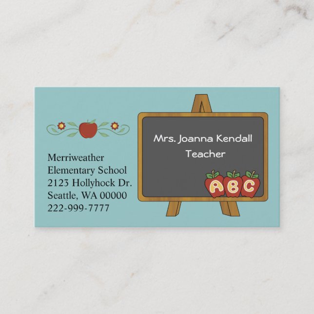 Colourful Custom Teacher's Business Card (Front)