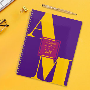 Colourful Custom Year Monogram and Name Planner