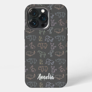 Colourful Customisable Geometry Origami Animals iPhone 13 Pro Case