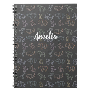 Colourful Customisable Geometry Origami Animals Notebook
