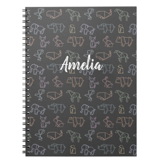 Colourful Customisable Geometry Origami Animals Notebook (Front)