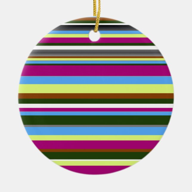 Colourful Customised Designer Stripe Ceramic Tree Decoration (Front)