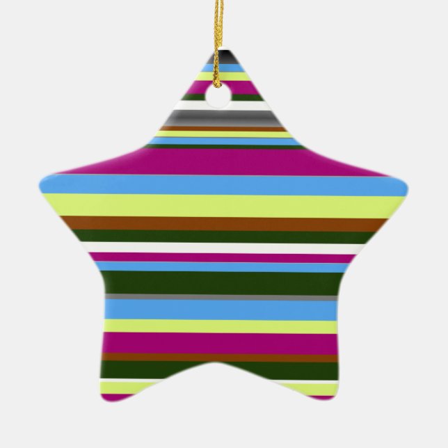 Colourful Customised Designer Stripe Ceramic Tree Decoration (Front)