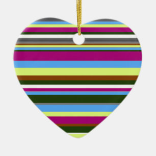 Colourful Customised Designer Stripe Ceramic Tree Decoration