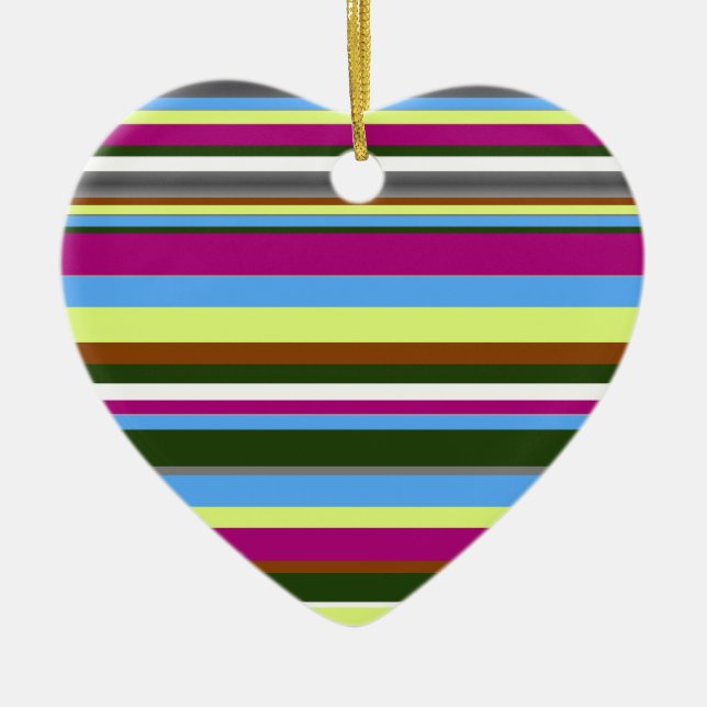Colourful Customised Designer Stripe Ceramic Tree Decoration (Front)