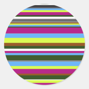 Colourful Customised Designer Stripe Classic Round Sticker