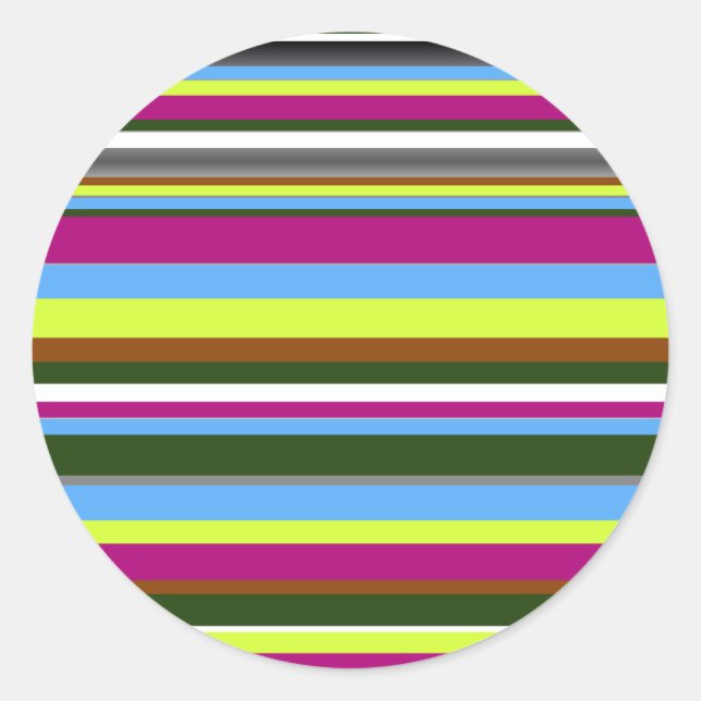Colourful Customised Designer Stripe Classic Round Sticker (Front)