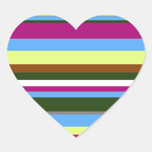 Colourful Customised Designer Stripe Heart Sticker