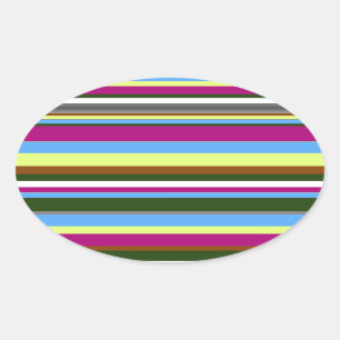 Colourful Customised Designer Stripe Oval Sticker