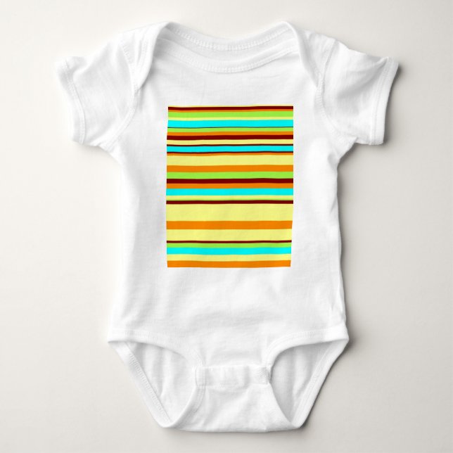 Colourful Customised Designer Stripe Pattern Baby Bodysuit (Front)