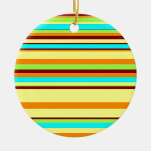 Colourful Customised Designer Stripe Pattern Ceramic Tree Decoration