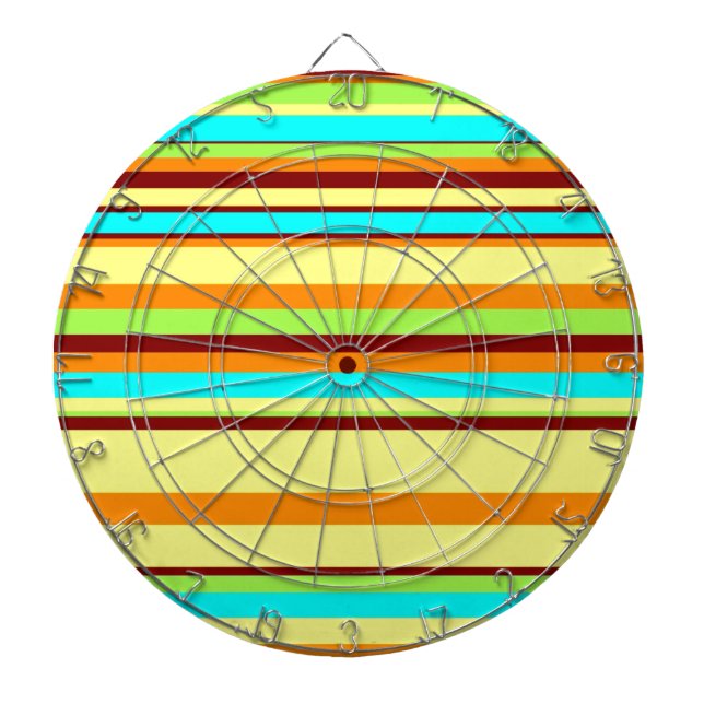 Colourful Customised Designer Stripe Pattern Dartboard (Front)