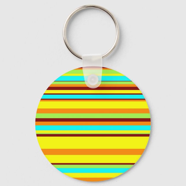 Colourful Customised Designer Stripe Pattern Key Ring (Front)