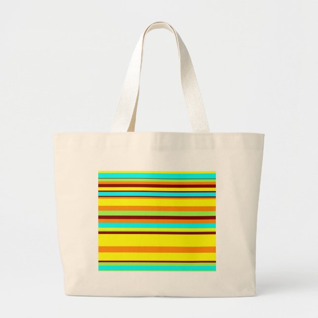 Colourful Customised Designer Stripe Pattern Large Tote Bag (Front)