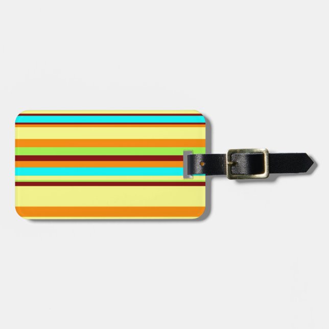 Colourful Customised Designer Stripe Pattern Luggage Tag (Front Horizontal)