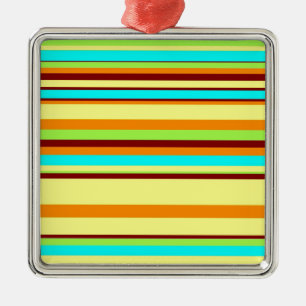 Colourful Customised Designer Stripe Pattern Metal Tree Decoration