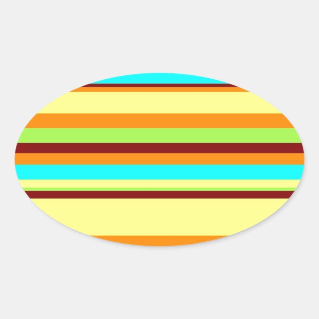 Colourful Customised Designer Stripe Pattern Oval Sticker (Front)