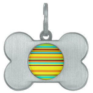 Colourful Customised Designer Stripe Pattern Pet Name Tag