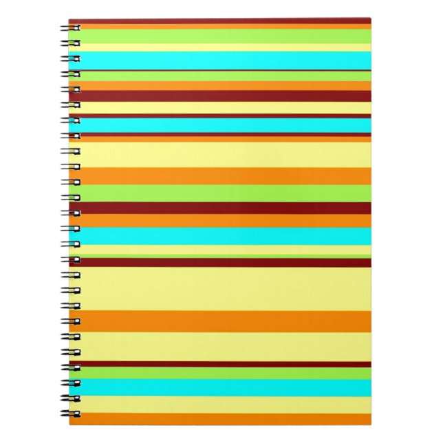 Colourful Customised Designer Stripe Pattern Spiral Notebook (Front)