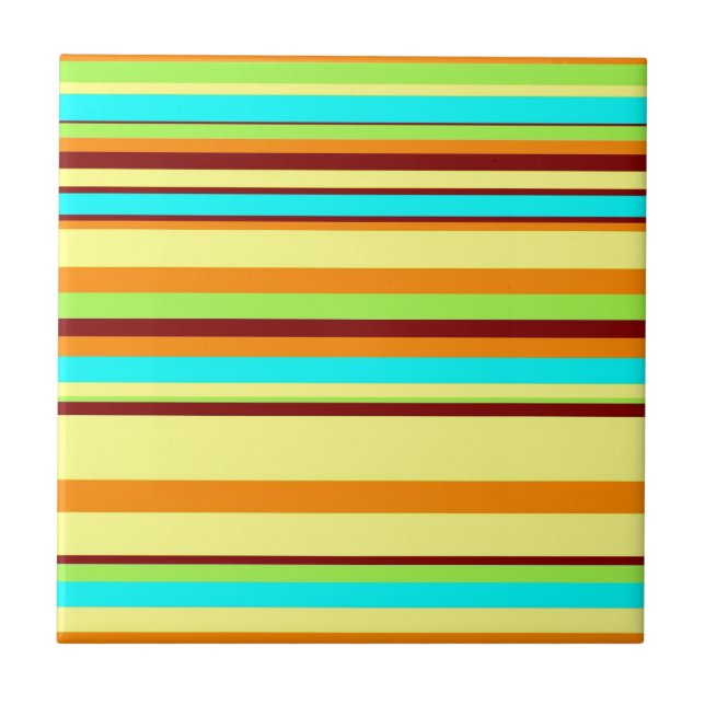 Colourful Customised Designer Stripe Pattern Tile (Front)