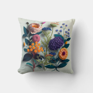 Colourful Cut Paper Flowers Cushion