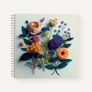 Colourful Cut Paper Flowers Notebook