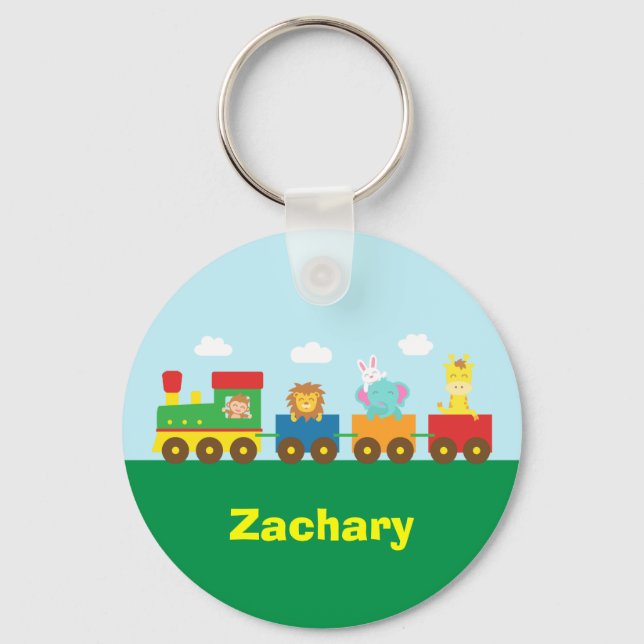 Colourful Cute Animals Train for Kids Key Ring (Front)