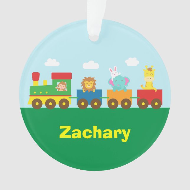 Colourful Cute Animals Train for Kids Ornament (Front)