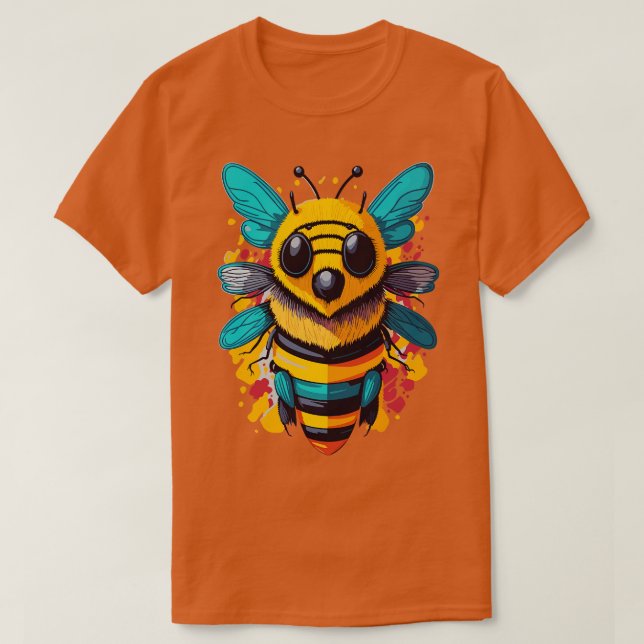colourful cute bee face vibrant T-Shirt (Design Front)