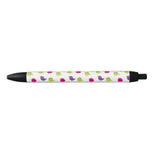 Colourful Cute Birds Pattern Black Ink Pen