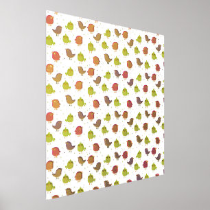 Colourful Cute Birds Pattern Foil Prints