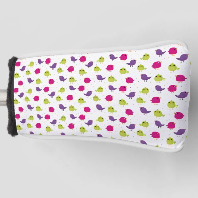 Colourful Cute Birds Pattern Golf Head Cover (Front)