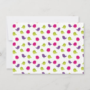 Colourful Cute Birds Pattern Invitation