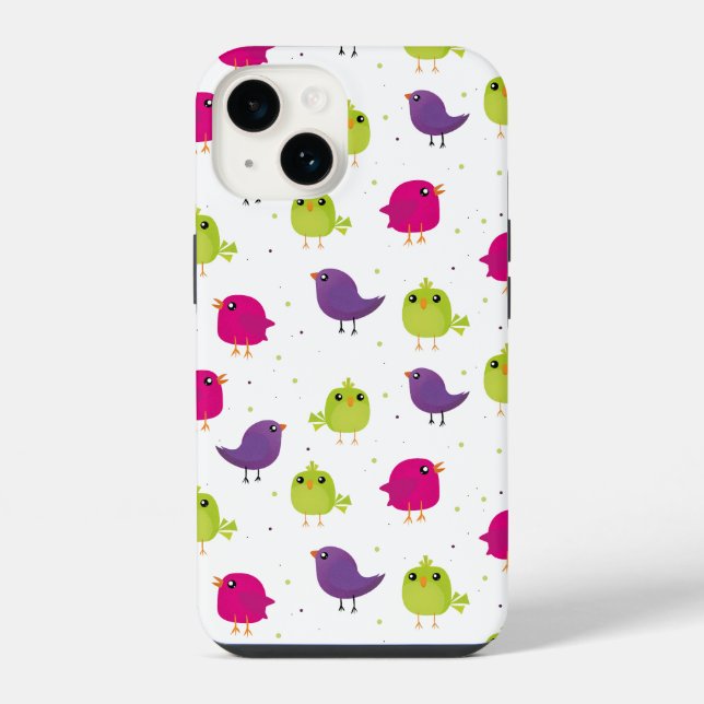 Colourful Cute Birds Pattern iPhone Case (Back)