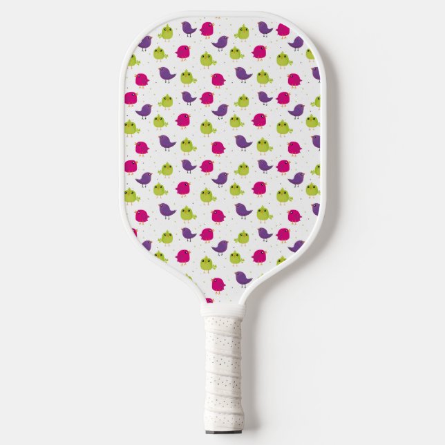 Colourful Cute Birds Pattern Pickleball Paddle (Front)