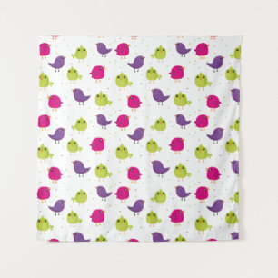 Colourful Cute Birds Pattern Tapestry
