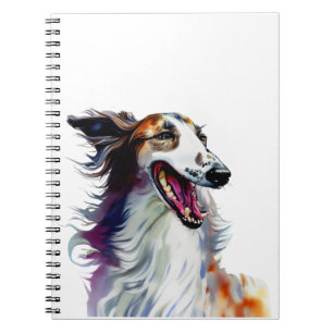 Colourful Cute Borzoi Art   Vibrant Greyhound Art Notebook