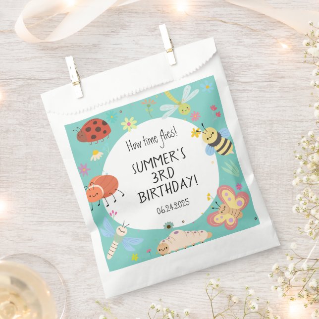 Colourful Cute Bugs Kids Birthday  Favour Bags (Clipped)